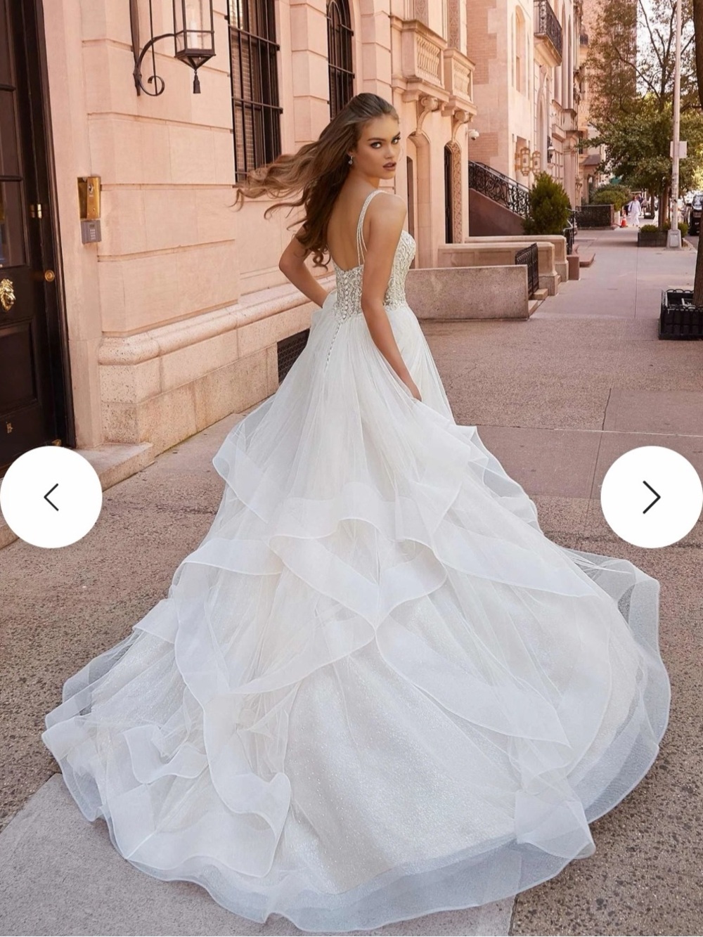 Mori Lee White Sparkling Layered Tulle Ball Gown